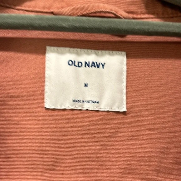 Old Navy Women's Utility Jacket Size Medium Orange Zip Front Drawcord Waist - Picture 3 of 4